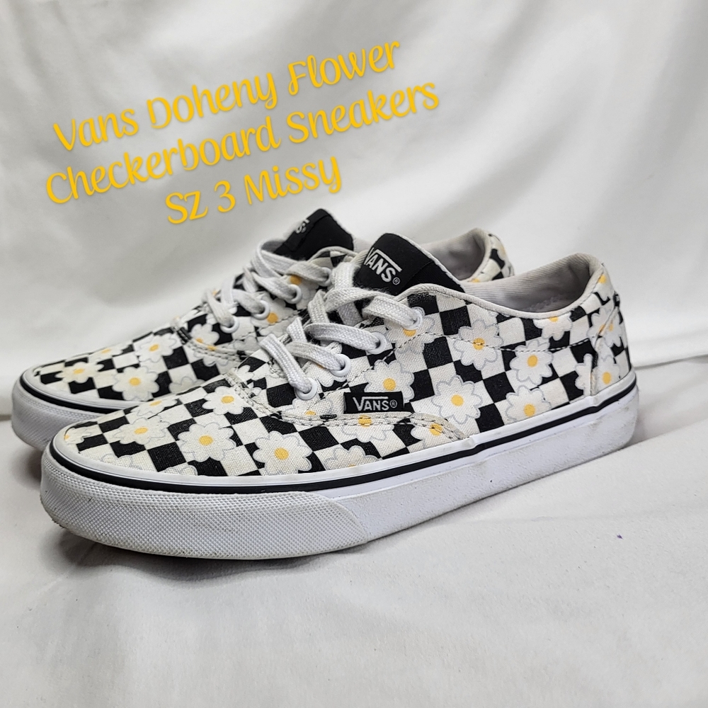 Vans Doheny Flower Checkerboard Sneakers Sz 3 Youth
